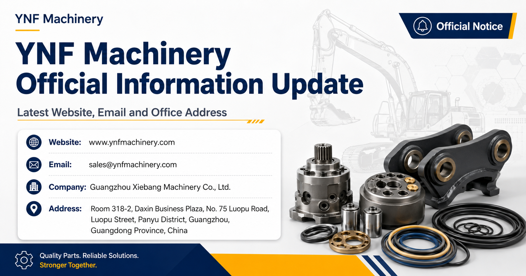 Derniers blogs de l'entreprise sur Fournisseur de pièces d'excavatrice Informations officielles mises à jour de YNF Machinery